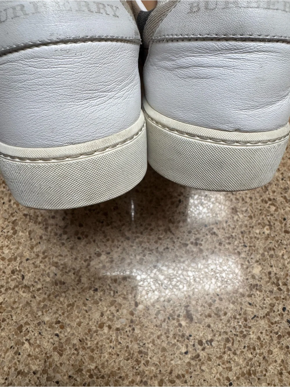 Burberry Tan Check & White Low-Top Sneakers for Men